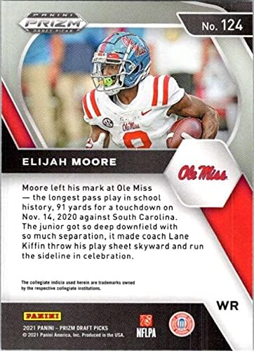2021 Panini Prizm Draft Picks 124 Elijah Moore Ole Miss Rebels RC RC Rookie Football Trading Card