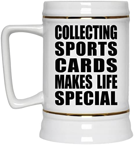 Дизајнирајте Собирање Спортски Картички Го Прави Животот Посебен, 22оз Пиво Штајн Керамички Танкар Кригла Со Рачка За Замрзнувач, Подароци За