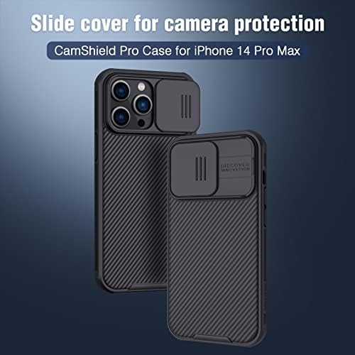Нилкин за iPhone 14 Pro Max Case, Слајд камера за покривање на камерата за iPhone 14 Pro Max [Анти-гребење тврд компјутер и TPU] тенок шок-изобилен