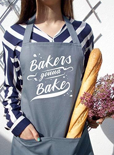 Saukore Funny Baking Aprons for Women Men, Cute Baking Gifts for Bakers, Kitchen Cooking Apron with 2 Pockets - Birthday Housewarming