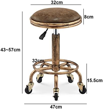 Jhkzudg тркалезно тркалање столче со одмор на стапалото, столче за вртење на индустриски метал, столче за прилагодување на висината, столче за