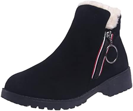 Womenенски модни чизми црни тркалезни пети чизми меки патики за дишење на патики кратки чизми кауични дами снежни чевли