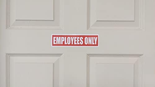 Вработените само потпишуваат налепница | Винил знаци за деловни врати или прозорец | Две по пакет | 8 x 2 инчи | Внатрешен налепници