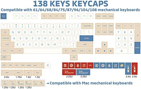 Hyekit PBT Keycaps 138 Копчиња Соја Млеко Ceycaps Боја-Сублимација Симпатична Keycaps XDA Профил Прилагодено Тастатури За Mac Windows КОМПЈУТЕР