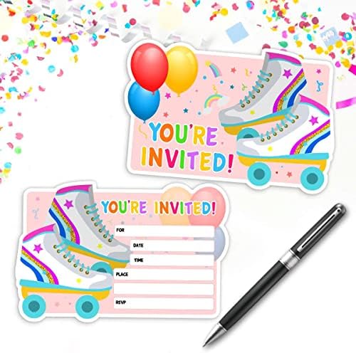 Покани За Роденденска Забава Со Ролери-30 Покани Картички Со Пликови