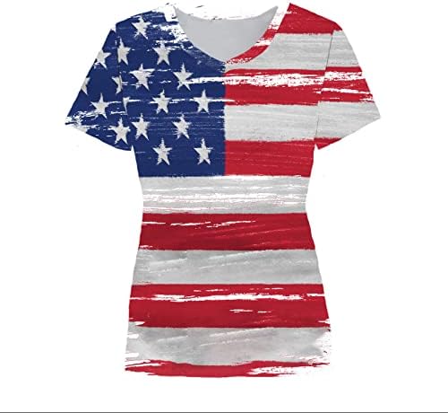 Dayенски патриотски кошули Ден на независност Печатени фустани случајни кратки ракави маици маички кошули блузи тунични врвови