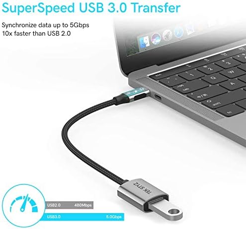 Адаптерот TEK Styz USB-C USB 3.0 работи за Xiaomi Mi 5s Plus OTG Type-C/PD машки USB 3.0 женски конвертор.