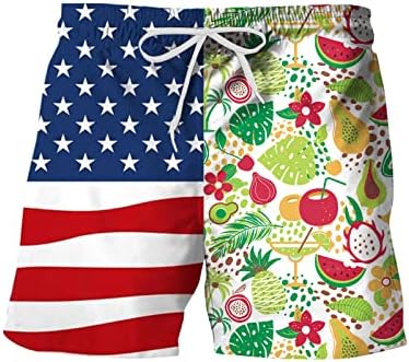 Истегнување шорцеви за капење за капење мажи во САД со знаме за печатење лесни костуми за капење, плус стебла, плус големина 4 -ти јули,