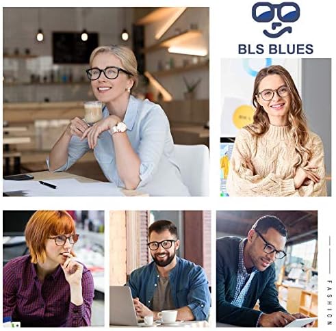 BLS 5 пакувања очила за читање сини светло блокирање на жени/мажи, компјутерски читатели анти -УВ зраци/затегнување на окото/сјај