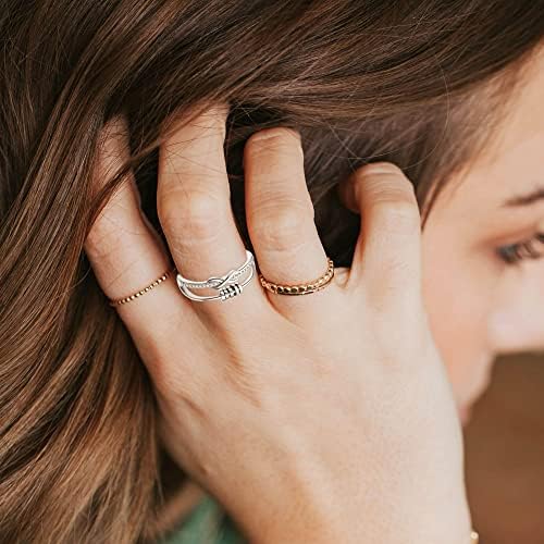 Кениј Сребрена вознемиреност прстени за жени девојки 925 Стерлинг Сребрен фиџгет прстен за прилагодлив на анксиозност Отворен спинер мушка прстен