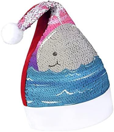 Симпатична Бебе Делфин Смешни Божиќ Шапка Sequin Дедо Мраз Капи За Мажи Жени Божиќ Празник Партија Украси