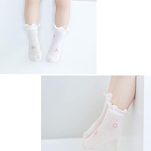 Cutboy Бебе девојки чорапи мали деца Рафли чорапи, лажни чорапи за девојки за деца, симпатични летни мрежни чорапи памук памук памук