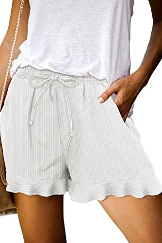 Само женски женски обични шорцеви влечејќи еластични половини, летни шорцеви, удобни џебни панталони
