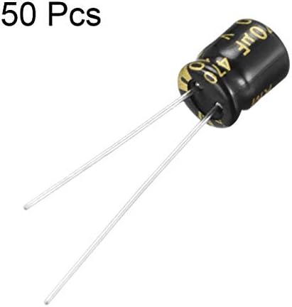 Uxcell Алуминиум радијален електролитски кондензатор со 470UF 10V 105 Целзиусови живот 2000h 6,3 x 7 mm црна 50 парчиња