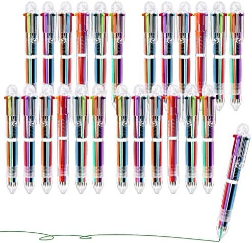Enyeopd 24 пакуваат разнобојни топка за пенкало 6 бои во една 0,5 мм, повлекувајќи повеќе пенкала за боја за канцелариски материјали