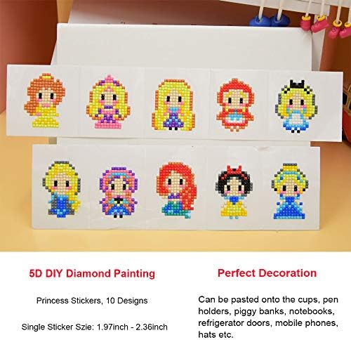Комплети за сликање на 5D Diamond Diamond за деца принцеза DIY налепница боја со комплети за занаетчиски комплети со дијаманти за деца
