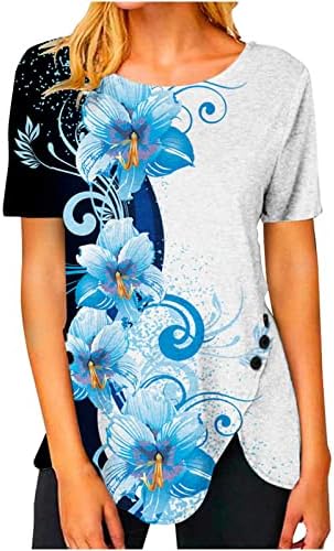 Тинејџерски девојки врвна летна есен облека трендовски краток ракав брод врат памук пеперутка графичка врвна маичка за жени МН