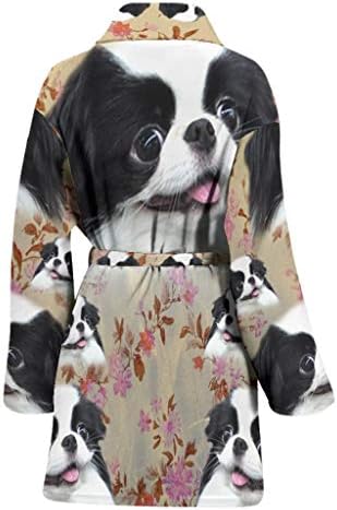 Симпатична Јапонска Брада Куче Цветни Печати Женска Бања Облека