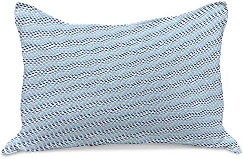 Амбезон Апстрактни плетени ватенка перници, геометриски заоблени мали квадратни форми во градиентни тонови океански мозаик уметност деко, стандардна покривка за