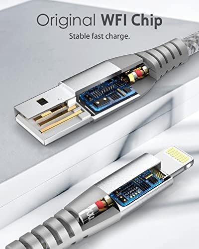 Charger iPhone 4 пакет 6 ft MFI Сертифициран молња кабел најлонски плетенка кабел iPhone полнач за брзо полнење компатибилен со iPhone