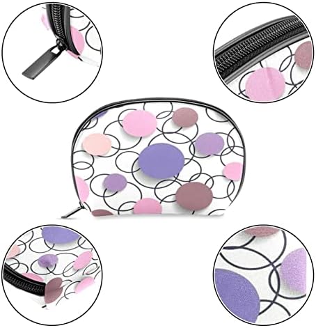 Козметички Кеси За Жени, Чанти Чанти Шминка Организатор Чување Шминка Торба Девојки, Виолетова Розова Полка Точка Круг Мода