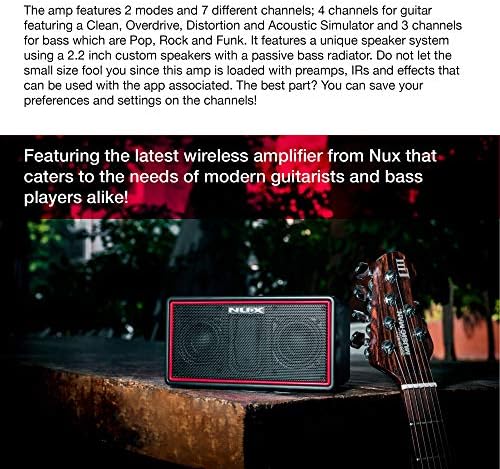 Nux Mighty Air безжичен стерео моделирање гитара/бас засилувач со Bluetooth, мобилна апликација