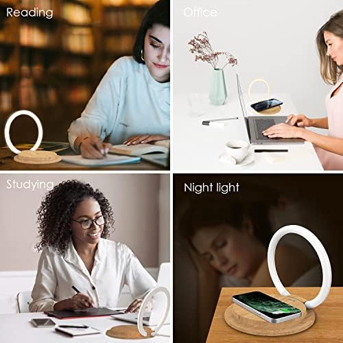 EMIE безжична подлога за полнач со ламба, брзо решение за безжично полнење безжично за QI/iPhone/Galaxy, LED табела за допир за ламба за