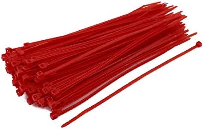 X-gree 3mm x 150mm само заклучување на најлонските кабелски врски Тешки индустриски жици поштенски врски со црвена 100 парчиња (фастета Фермакави