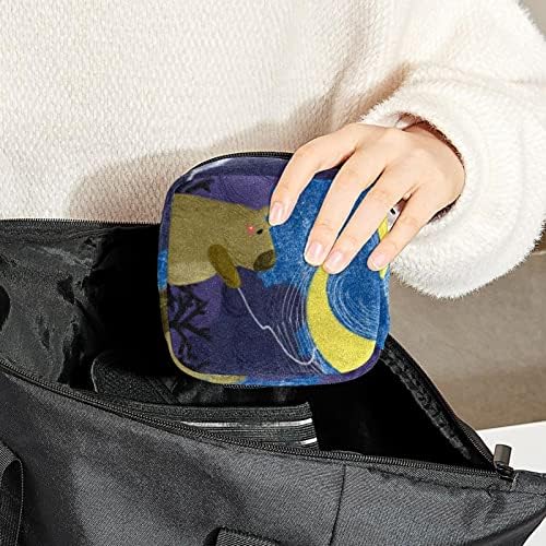 Санитарна торба за складирање на салфетка, торбичка за подлога, торбичка за подлога, мала торба за шминка, апстрактна шема на месечина од животинска
