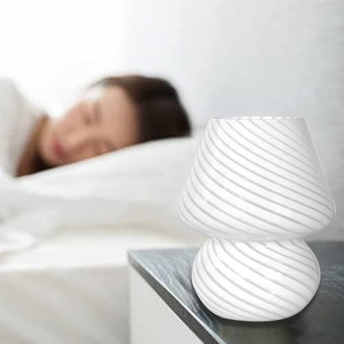 Стаклена ламба за стакло од стакло за спални соби, естетска модерна ламба за печурки ноќна ноќна светлина ноќна светлина со 3 бои