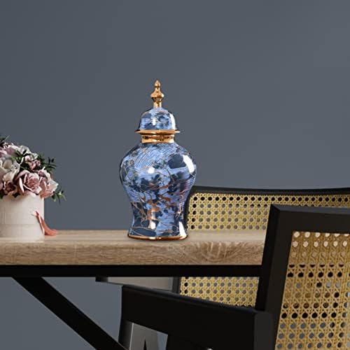 Современа керамичка ѓумбир тегла со капаци од цвет вазна десктоп украс чај ​​лимен порцелански резервоар за чување цветни аранжмани