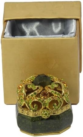 Кросталос Кралскиот смарагд зелена круна емајлирана фигура колекционерска кутија за накит за ситници за подароци