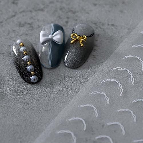 Француски геометрија линии 3Д налепница за нокти црно бело француски нокти лента лента за нокти за дизајн на нокти 3D декорација