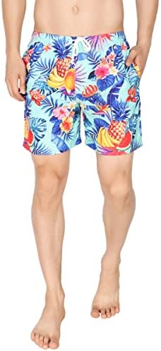 Salteebay Premium Хавајски рамен фронт за мажи - Затворање на прицврстување - овошен принт алоха кратко - облека за плажа | Casualwear