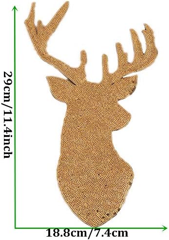 2 пакувања џамбо божиќна елен глава железо на закрпи шијат на везени лепени секвенци за апликации за DIY мотив семејство Chritmas