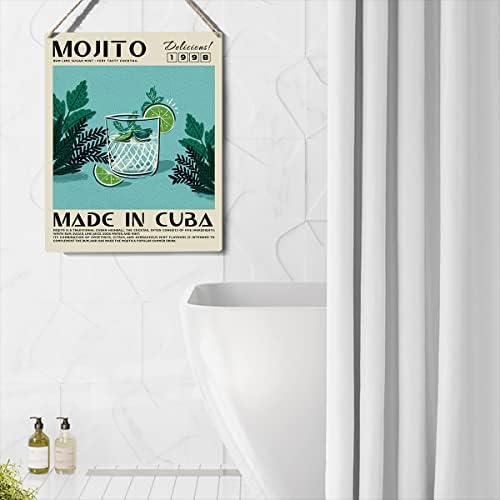 Смешен коктел знак декор Моџито дрвен знак плакета wallид што виси постери уметнички дела 8 ”x10” модерна декорација на кујнски кујнски кујни