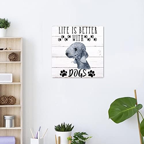 Lifeивотот на Еванс1nism е подобар со кучиња дрвени знаци Велики Дане куче wallид знак куче мама подарок христијански homeид декор уникатен