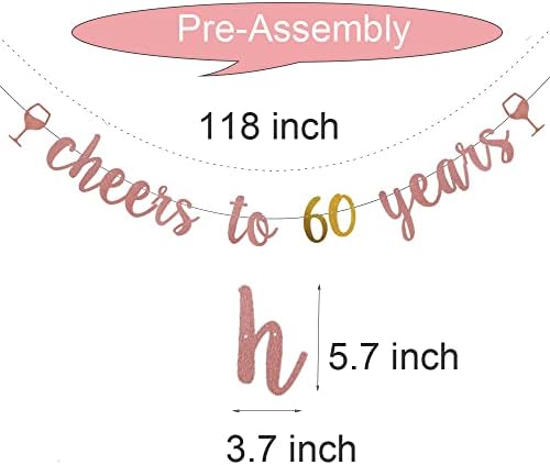 Веиандбо Навива на 60 Години Розово Злато Сјај Банер, Пред-Нанижани, 60-ти Роденден/Свадба Годишнината Декорации Бантинг Знак Позадини, навива