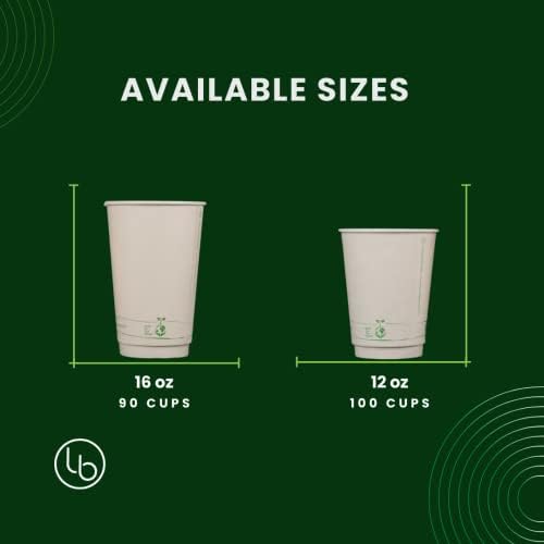 12oz чаши за кафе без пластика со жива рамнотежа | 100 чаши со интегрирани ракави. Најдобри алтернативи на пластични чаши.