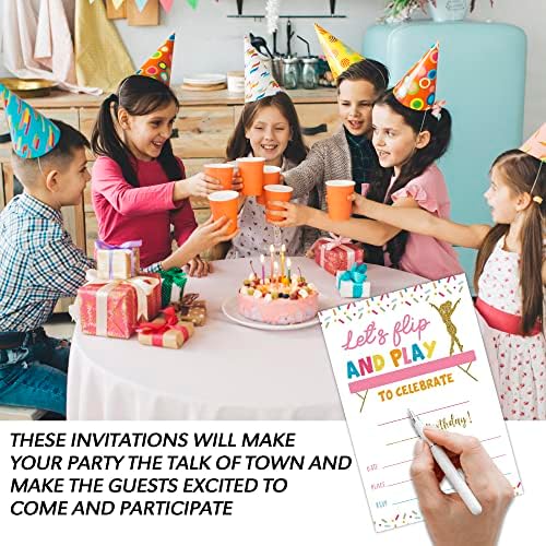 20 картички за покани за роденден со коверти за деца - картичка за покана за роденденска забава за гимнастика за момчиња или девојчиња
