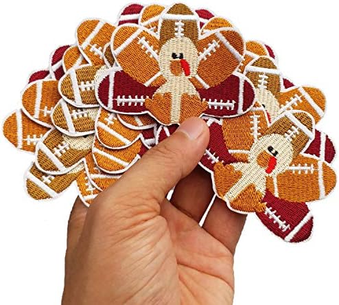 2,9 x2.2 12 парчиња Денот на благодарноста фудбалска мисирка железо на шиење на извезени закрпи Апликација машина за шиење