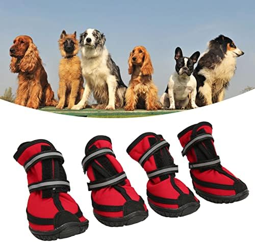 Чевли за пешачење за кучиња, 4 парчиња композитна текстура гума анти -лизгање подигање ѓон водоотпорни чевли за пешачење за кучиња меки внатрешни