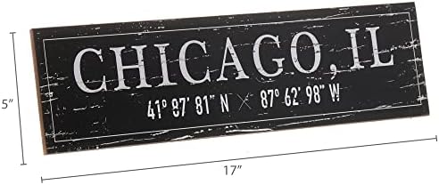 Barnyard Designs Chicago, IL City Sign Rustic Decressed Decorative Wood Wall Decor 17 ”x 5”