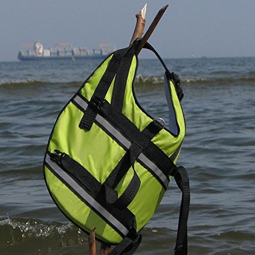 Гранде финале зелена плови плови рефлектирана животна јакна за плови за безбедност за дополнителни големи кучиња, должина на задниот