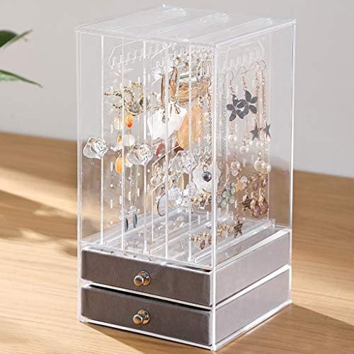 TJLSS Пластична кутија за складирање на накит во прав, држач за обетки, кутија за складирање на накит, приказ за приказ на накит за складирање