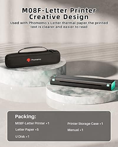 Преносен печатач Phomemo - Преносен печатач безжичен за патување компатибилен со iOS и Android & Laptop, Mini Bluetooth мобилен