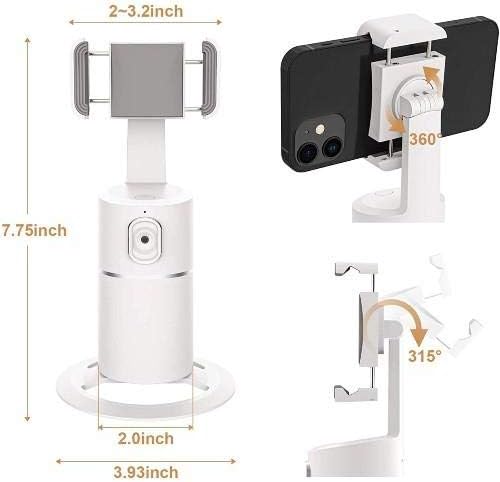 Штанд со боксер и монтирање за Realme C35 - PivotTrack360 Selfie Stand, Pivot Stand за следење на лицето за подрачје C35 - Зимско бело