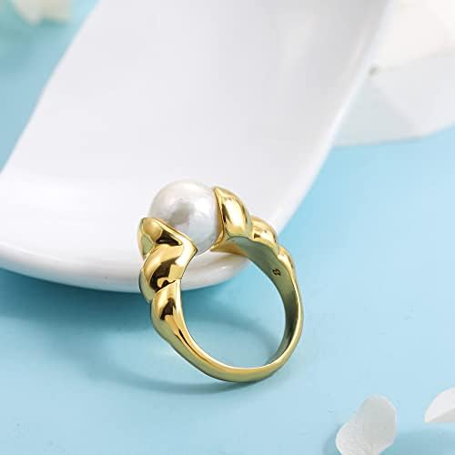 Зборо гроздобер златен кроасан бучен прстен прилагодлив круг бел бисер монистра зелени камени прстени за жени шарм свадбен накит-29752