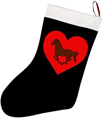 Галопинг коњ со срце Божиќно порибување Кратки кадифери на Божиќни чорапи што висат украс за декорација на камин на елка 26x42cm