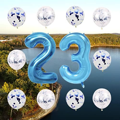 12 парчиња Сини Балони Комплет Број 49 Комплет За Балони Гигант 49 Дигитална Фолија Балон Конфети Латекс Хелиум Балон Забава Фаворизира За 49-годишнината